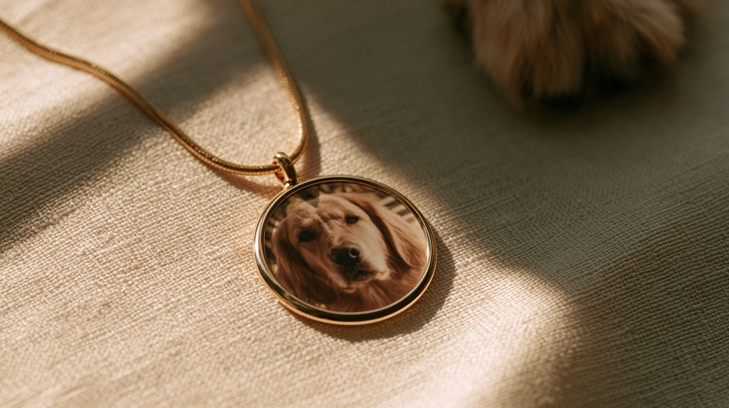 Pendant with puppy photo and paw
